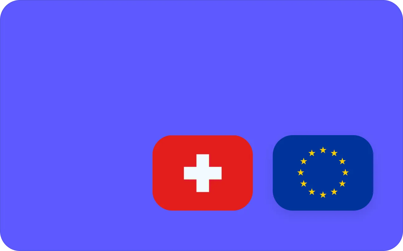 Flaggen Schweiz und Europäische Union auf blauem Hintergrund