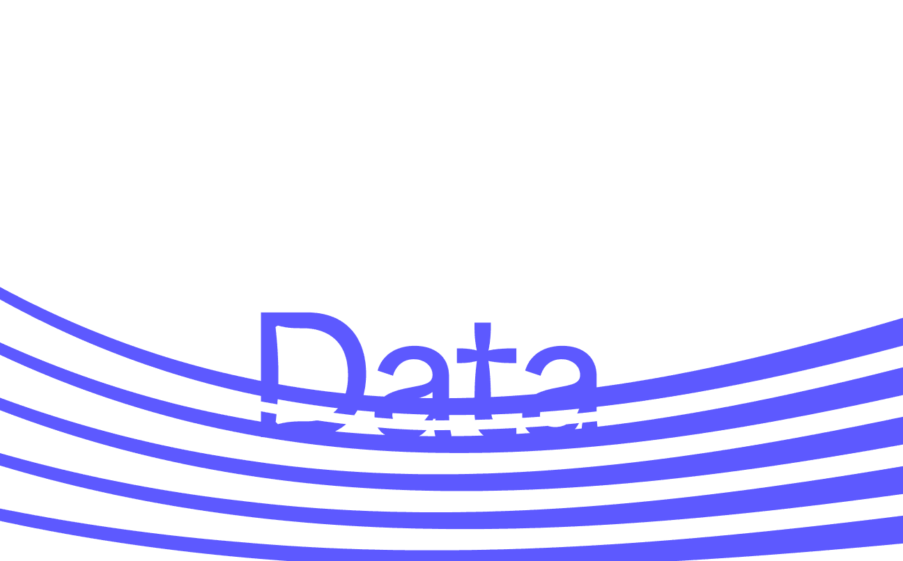 Blue Text "Data" underlined with blue motion lines