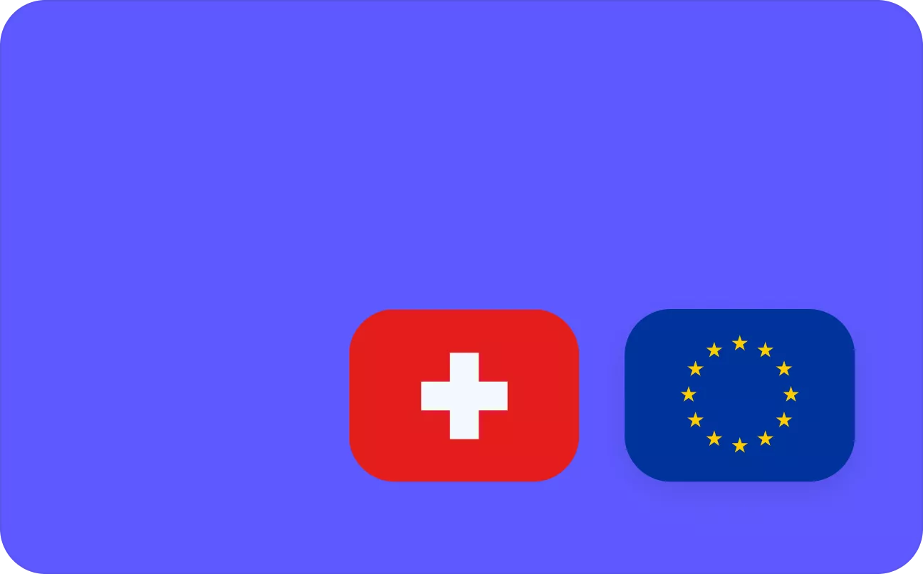 Flaggen Schweiz und Europäische Union auf blauem Hintergrund